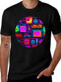 Neon Retro Tech T-Shirt - Graphic Print Tee