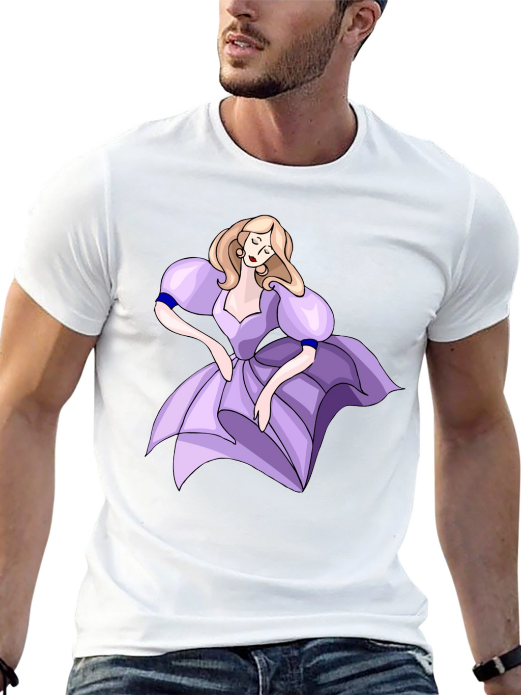 Cartoon Princess Black T-Shirt