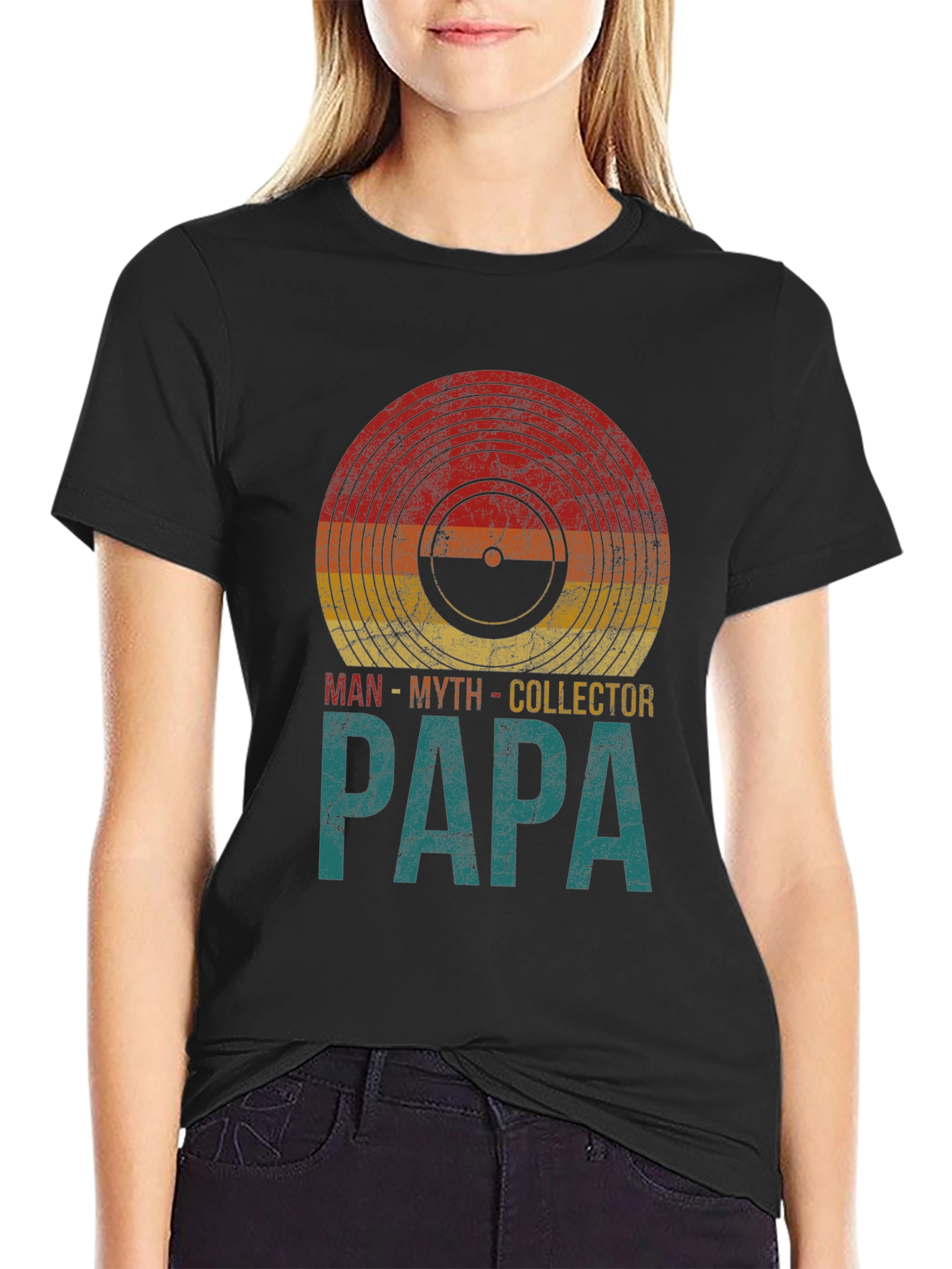 Retro Papa Vinyl Record Collector T-Shirt