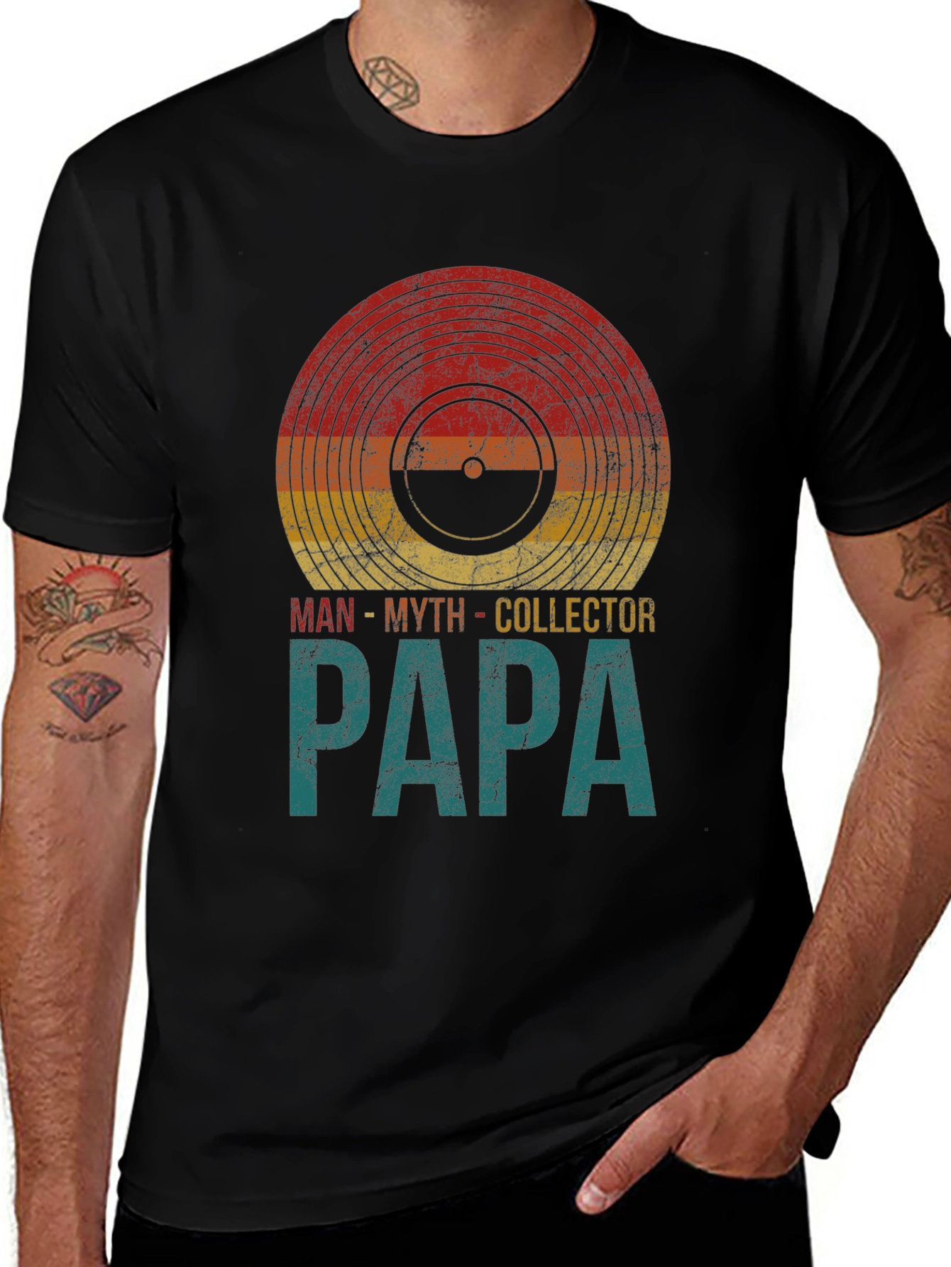 Retro Papa Vinyl Record Collector T-Shirt