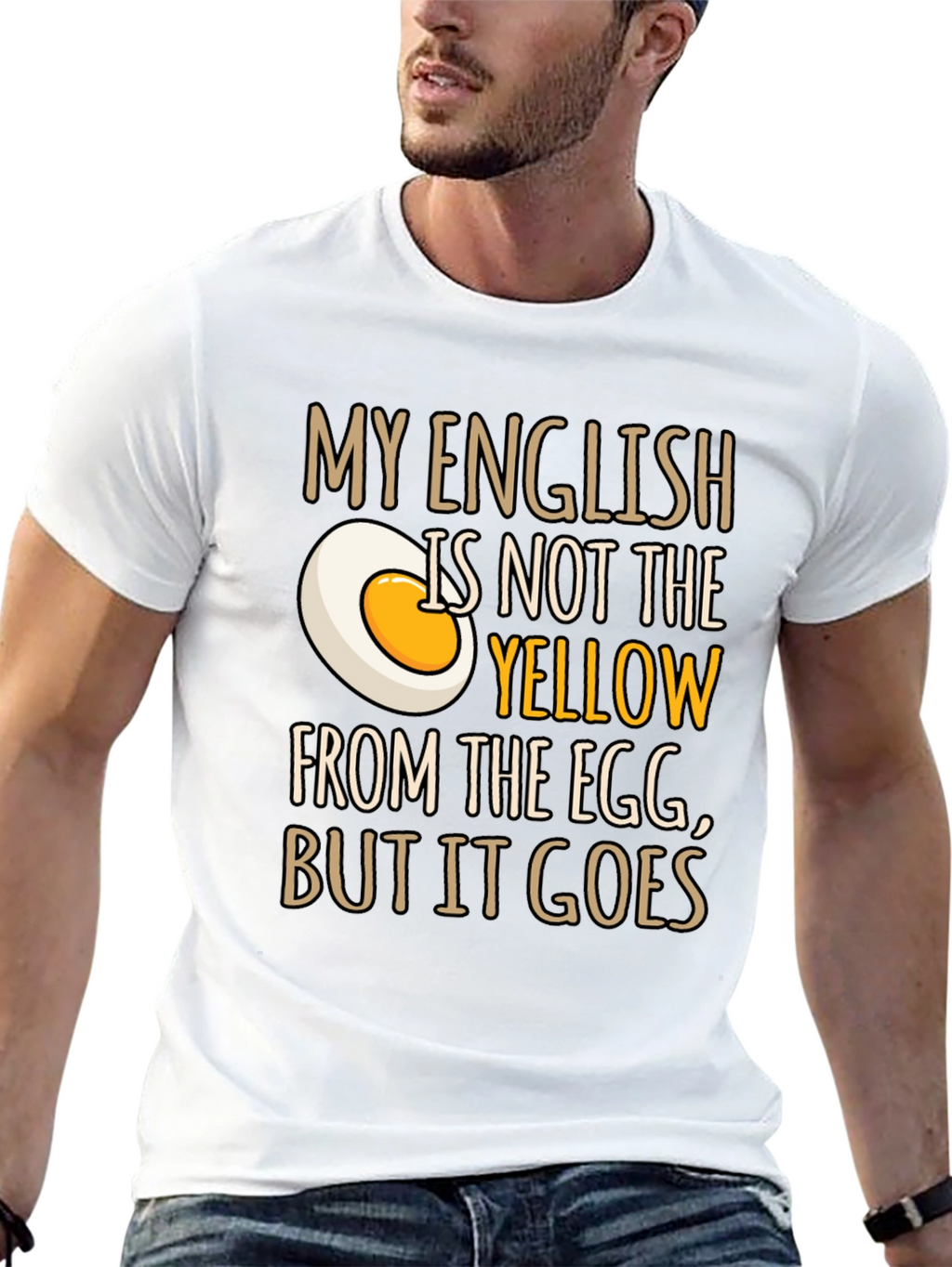 Funny English Egg Yolk Graphic Mens T-Shirt