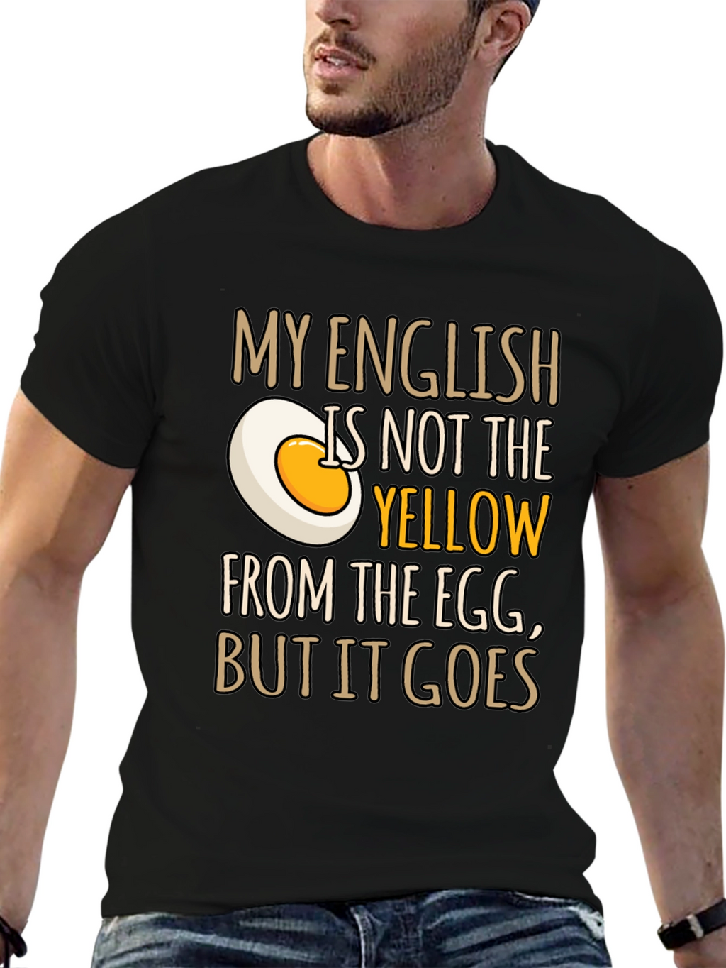 Funny English Egg Yolk Graphic Mens T-Shirt