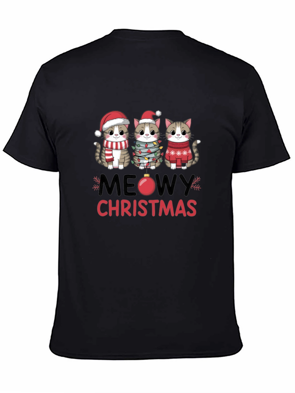 Meowy Christmas Cat T-Shirt Festive Holiday Apparel