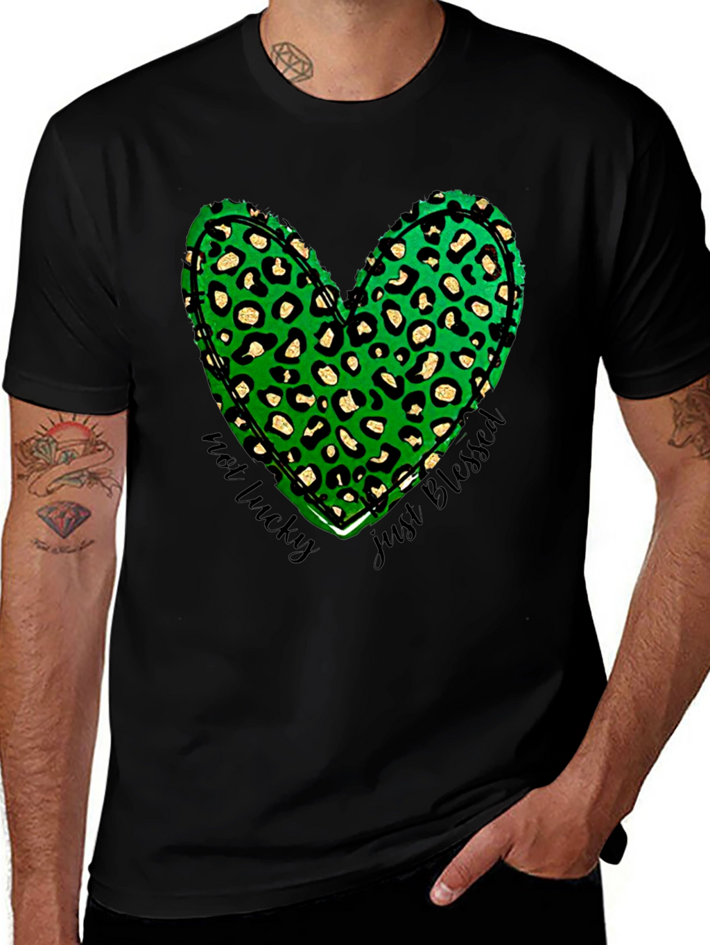 Not Lucky Just Blessed Shamrock Heart T-Shirt