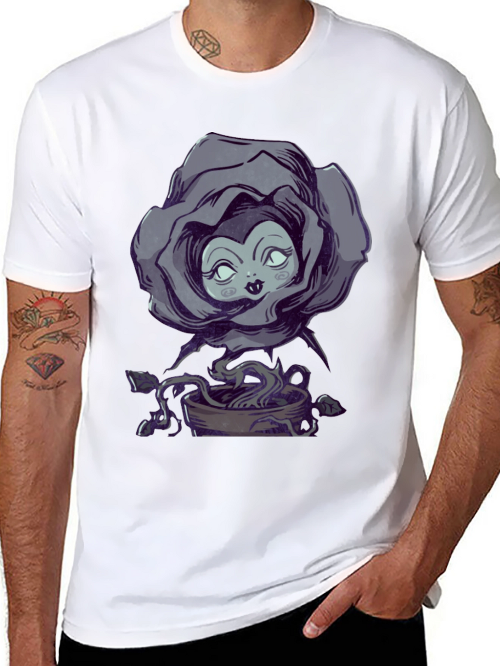 Whimsical Rose Witch Graphic Tee