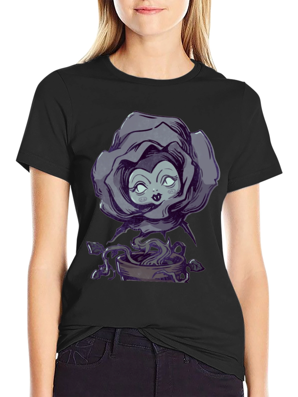 Whimsical Rose Witch Graphic Tee