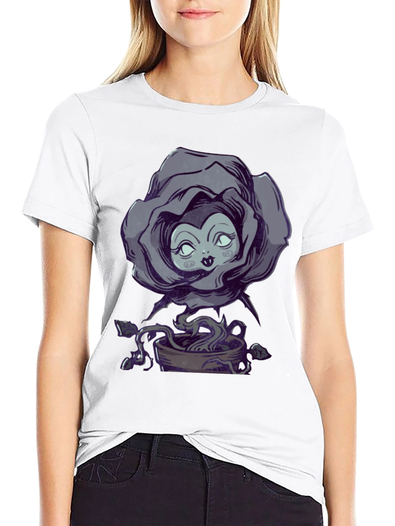 Whimsical Rose Witch Graphic Tee