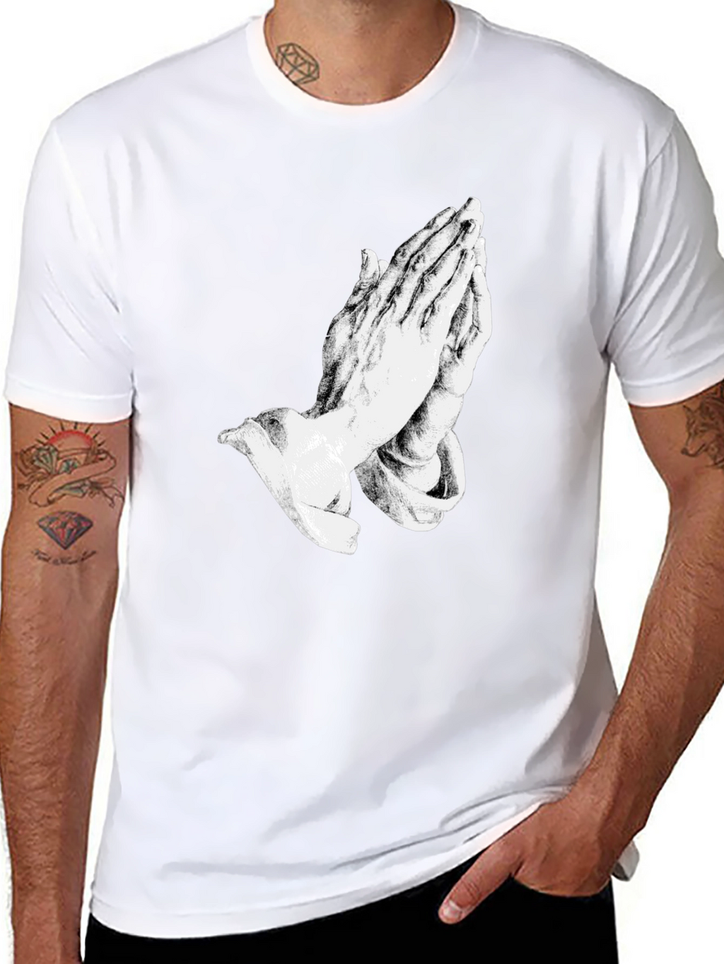Praying Hands Graphic Black T-Shirt