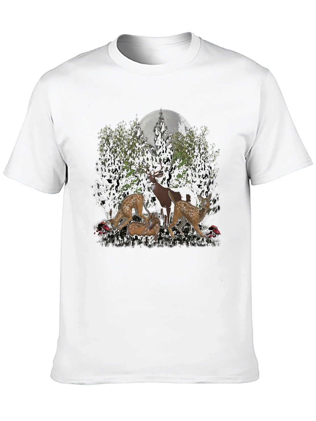 Deer Family Graphic Tee - Nature Lovers Shirt