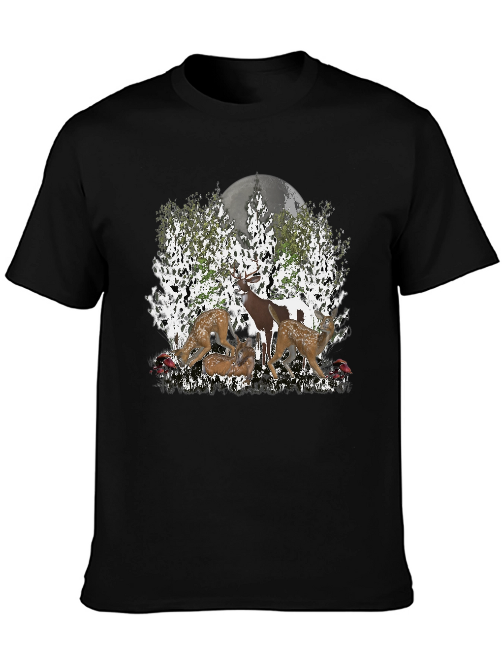 Deer Family Graphic Tee - Nature Lovers Shirt