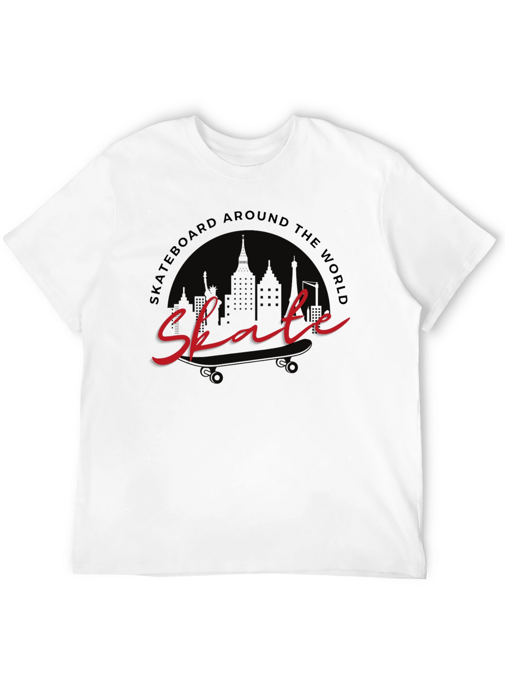 Skate Around the World Black Graphic Tee