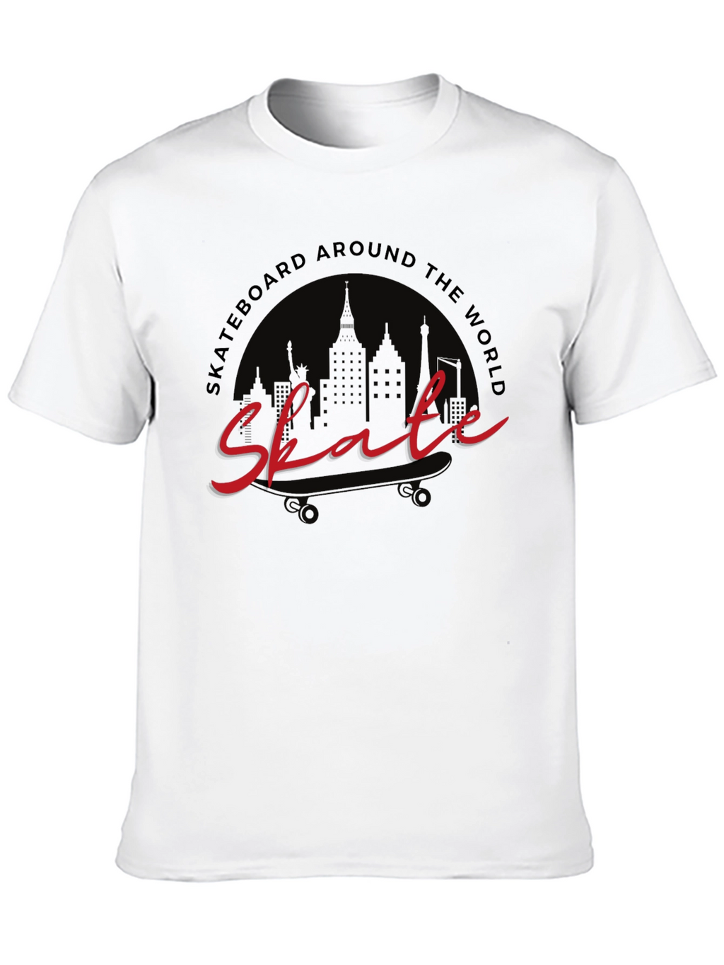Skate Around the World Black Graphic Tee