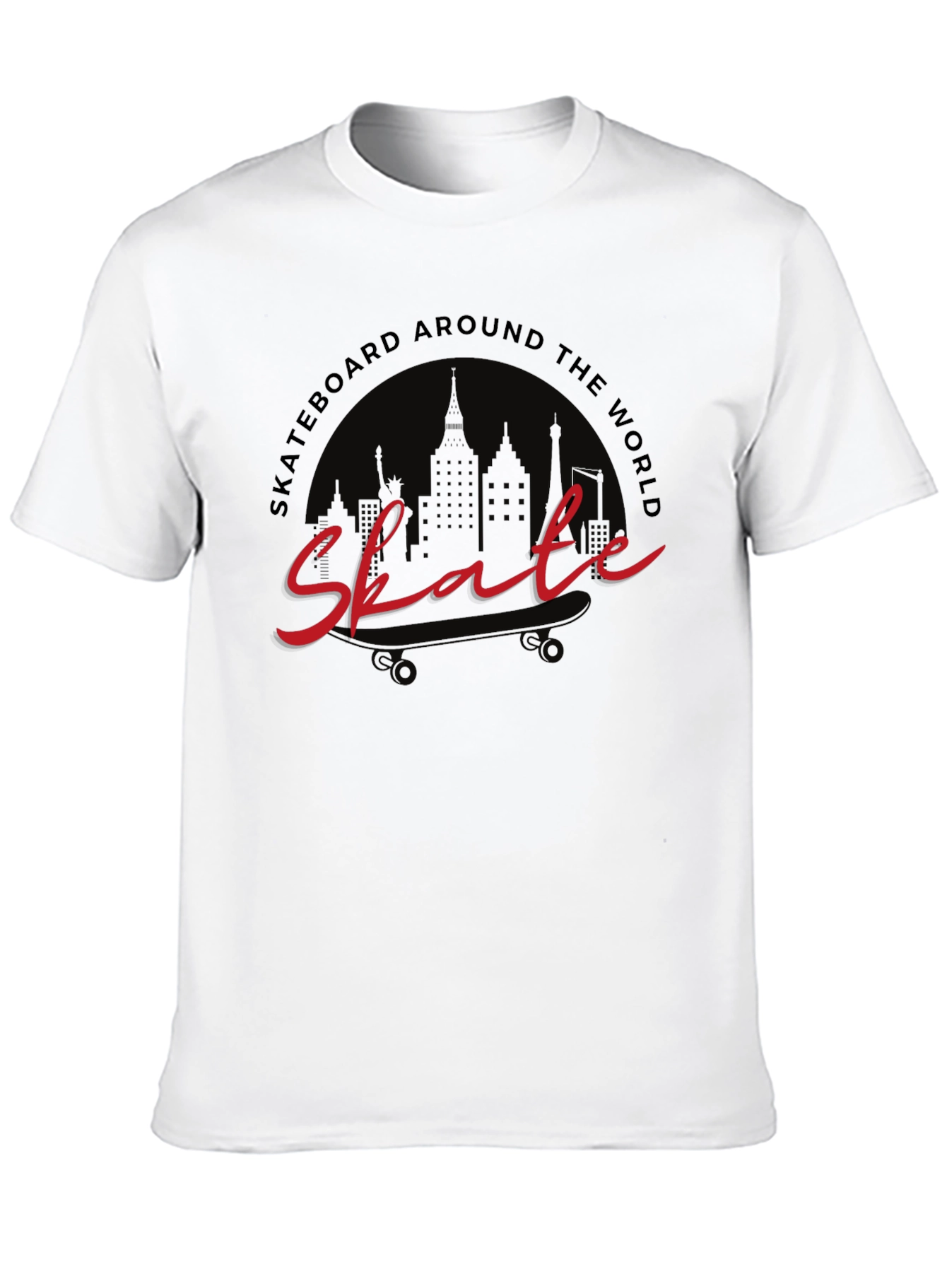 Skate Around the World Black Graphic Tee