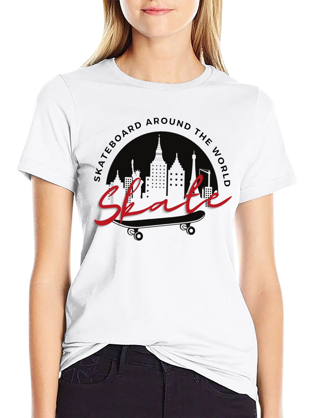 Skate Around the World Black Graphic Tee