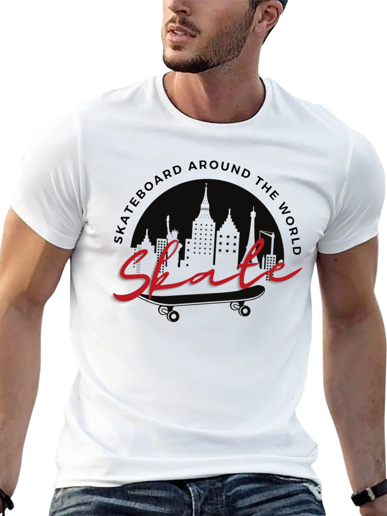 Skate Around the World Black Graphic Tee
