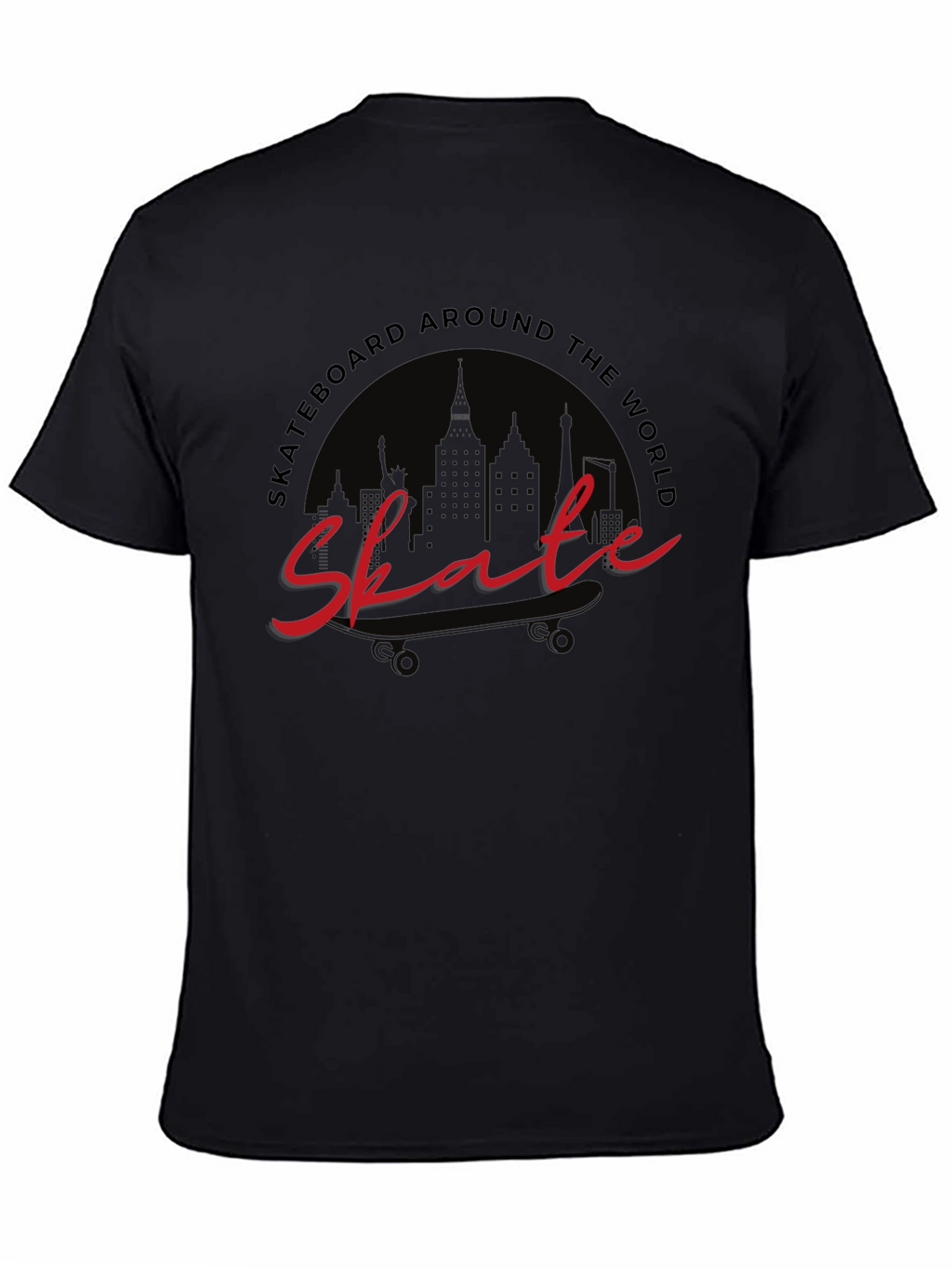 Skate Around the World Black Graphic Tee