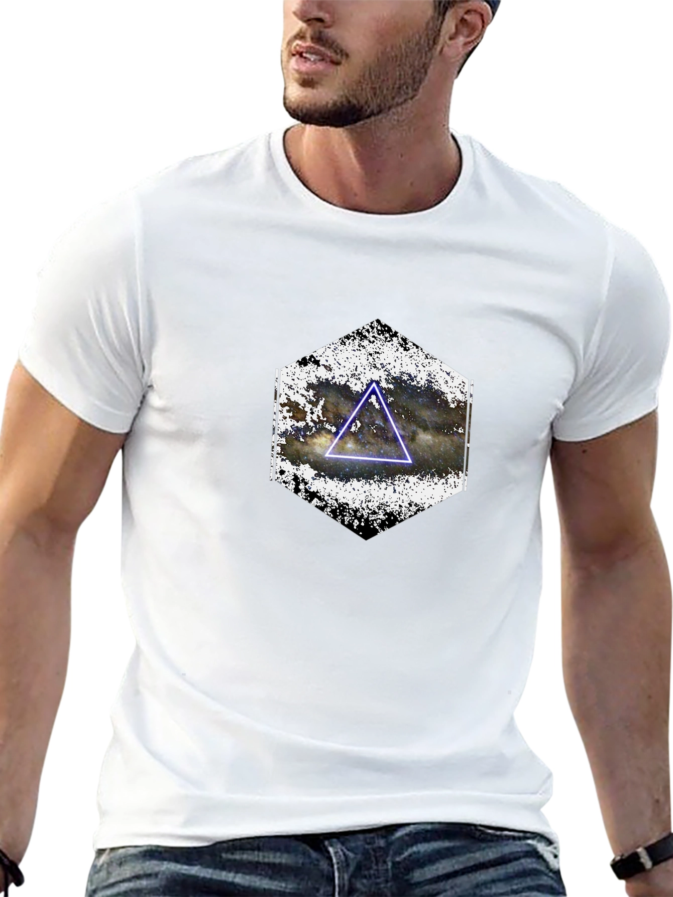 Nebula Triangle Graphic Tee - Black Casual Shirt