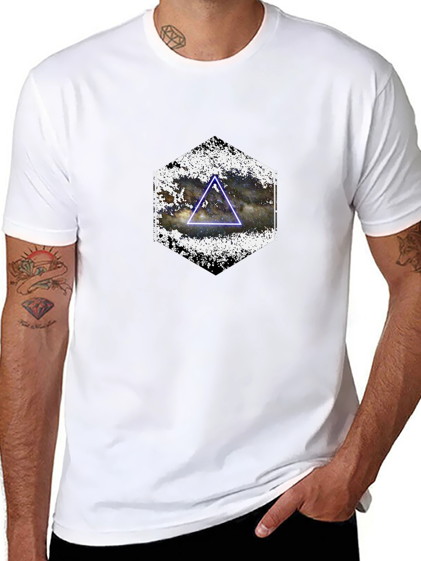 Nebula Triangle Graphic Tee - Black Casual Shirt