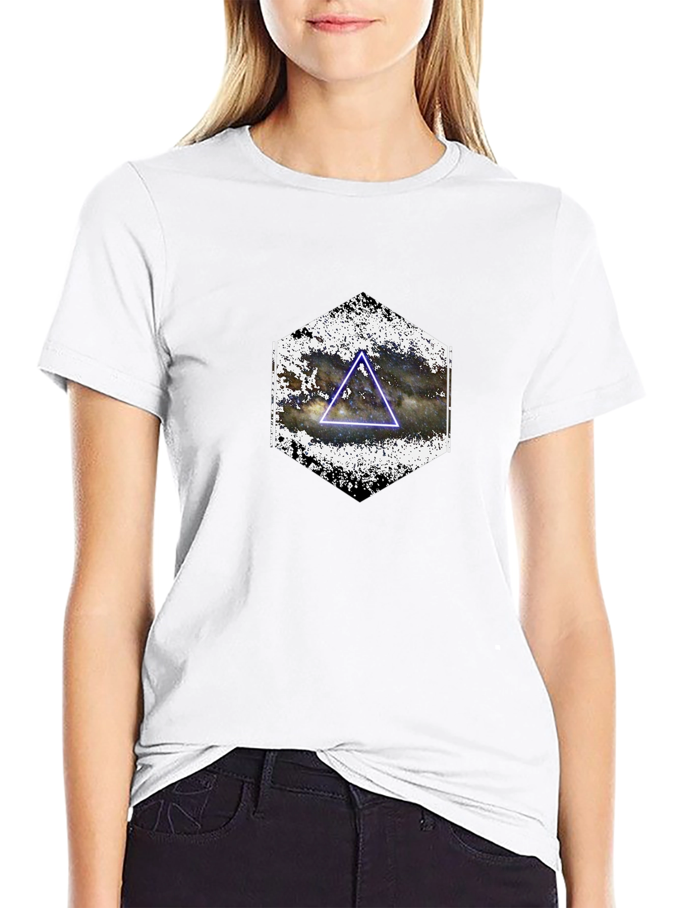 Nebula Triangle Graphic Tee - Black Casual Shirt