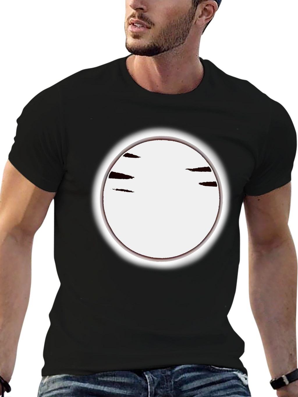 Mens Black Crew Neck T-Shirt with Graphic