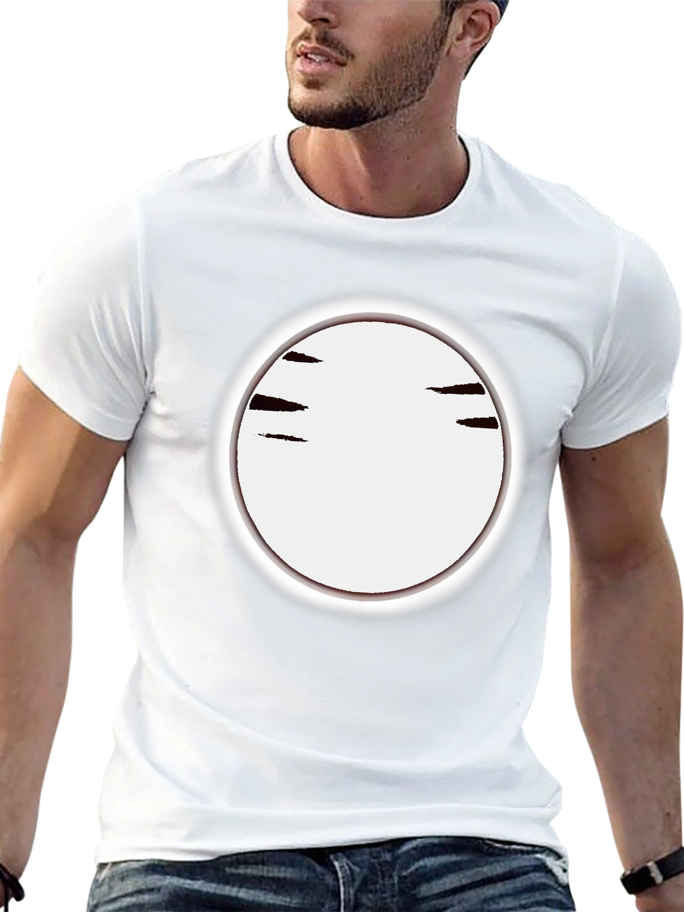 Mens Black Crew Neck T-Shirt with Graphic