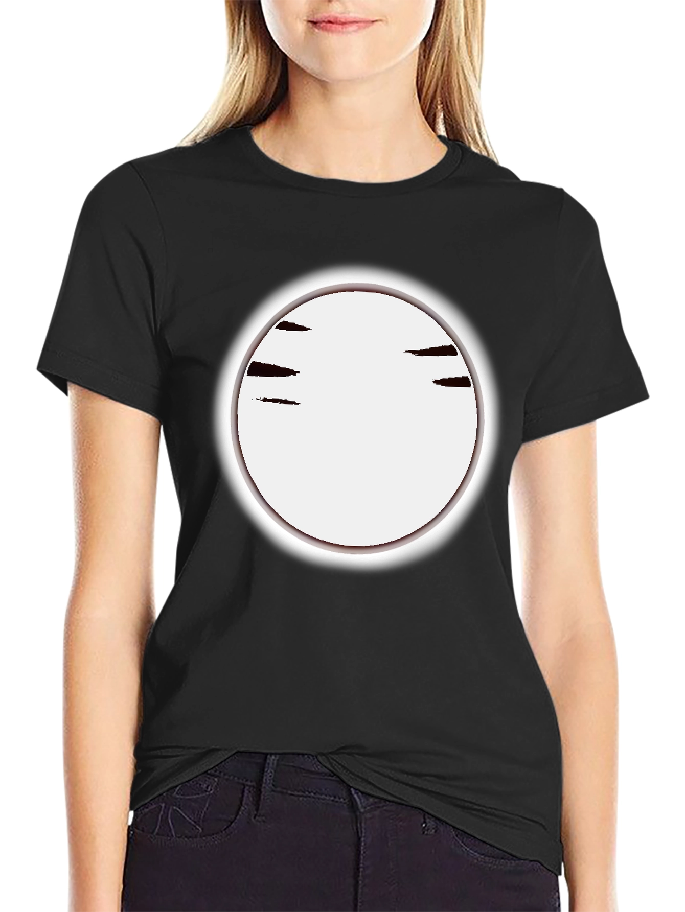 Mens Black Crew Neck T-Shirt with Graphic