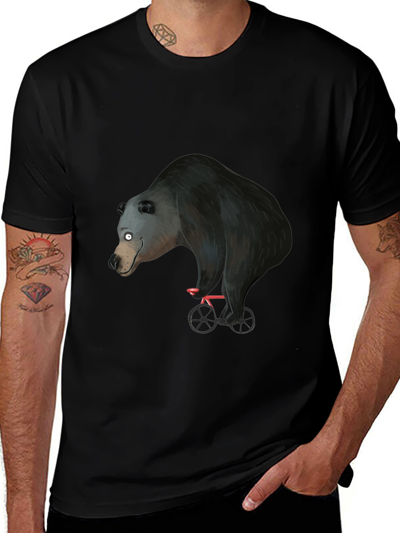 Bear on Bike Graphic Tee - Unique Design