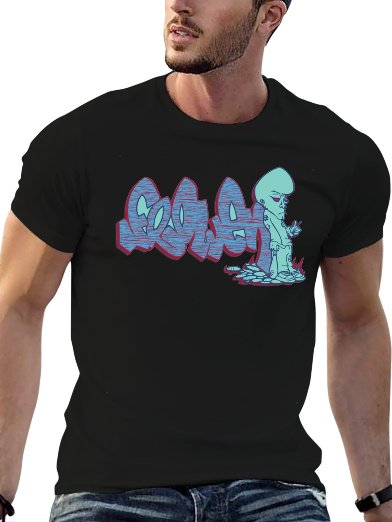 Megamind Graffiti T-Shirt - Black Cotton Blend