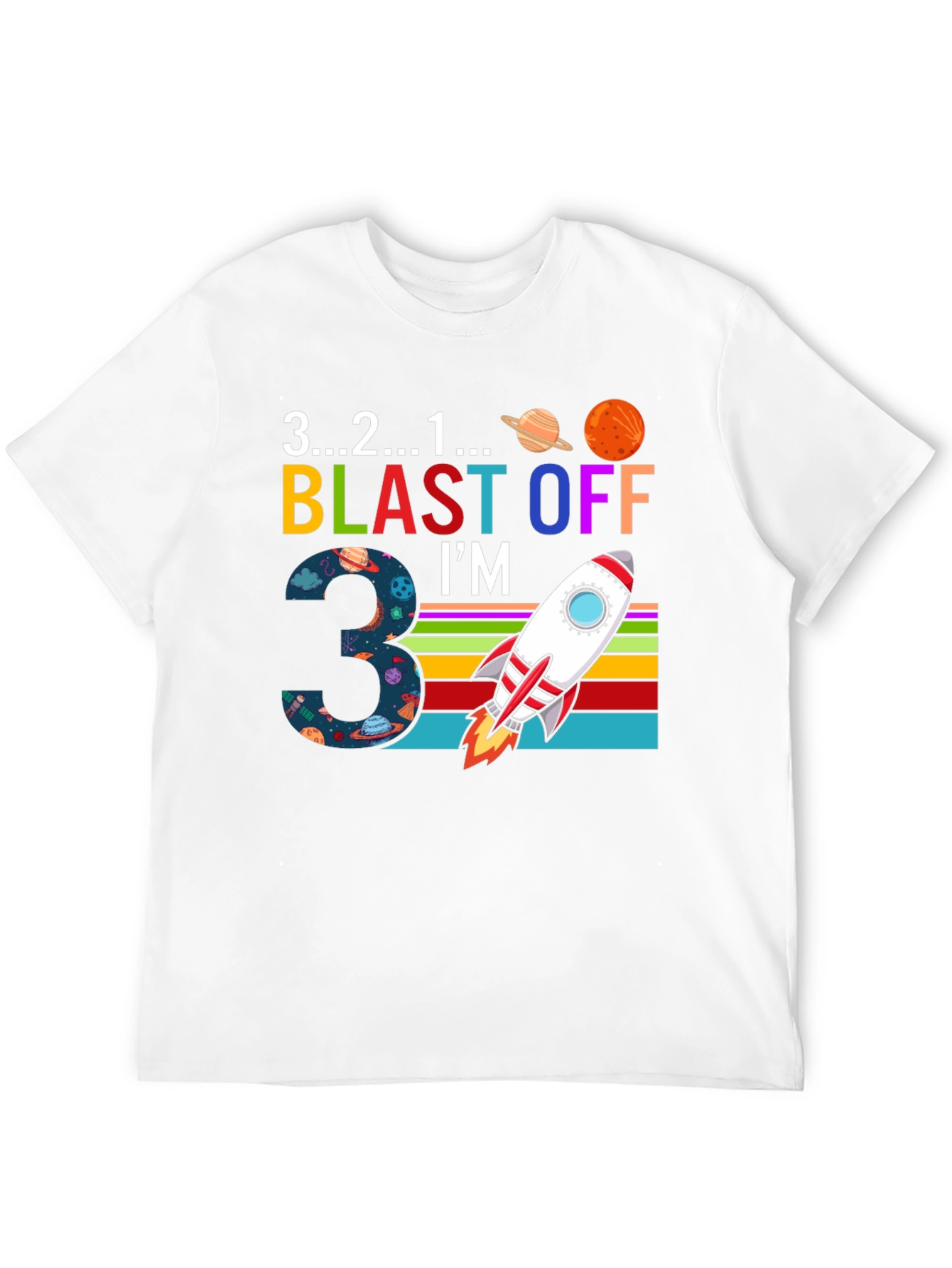 Blast Off Birthday Shirt - Number 3 Rocket Tee