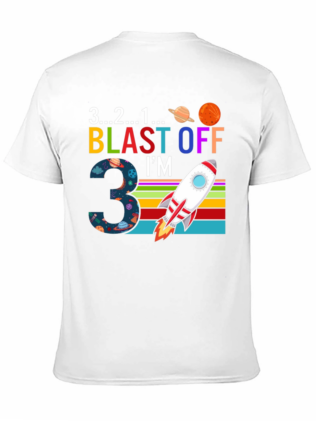 Blast Off Birthday Shirt - Number 3 Rocket Tee
