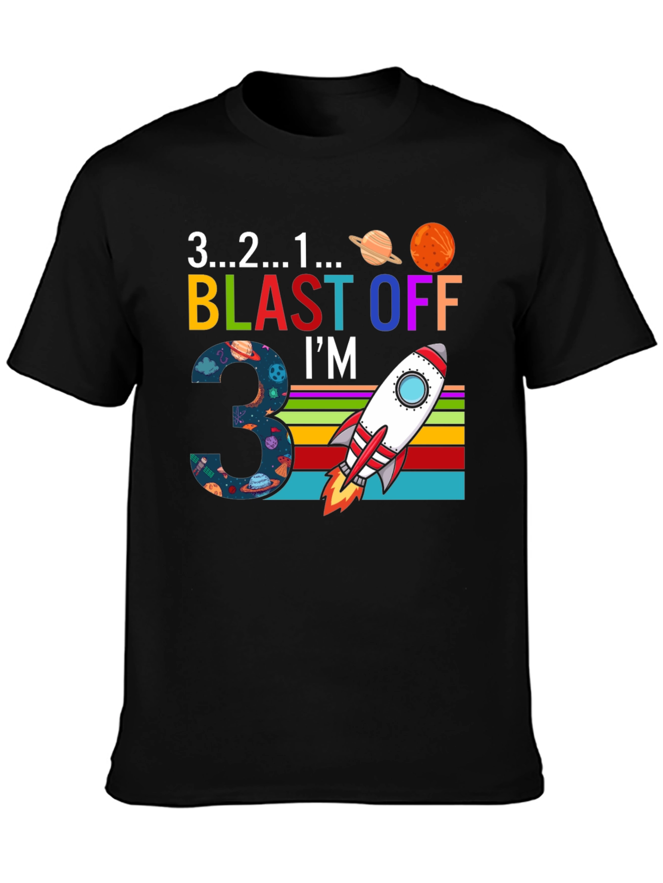 Blast Off Birthday Shirt - Number 3 Rocket Tee