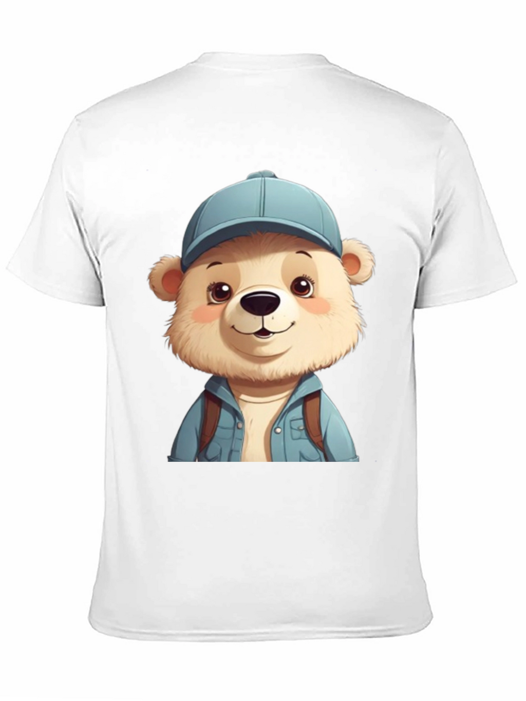 Cute Bear Tourist T-Shirt - Black Cotton Blend