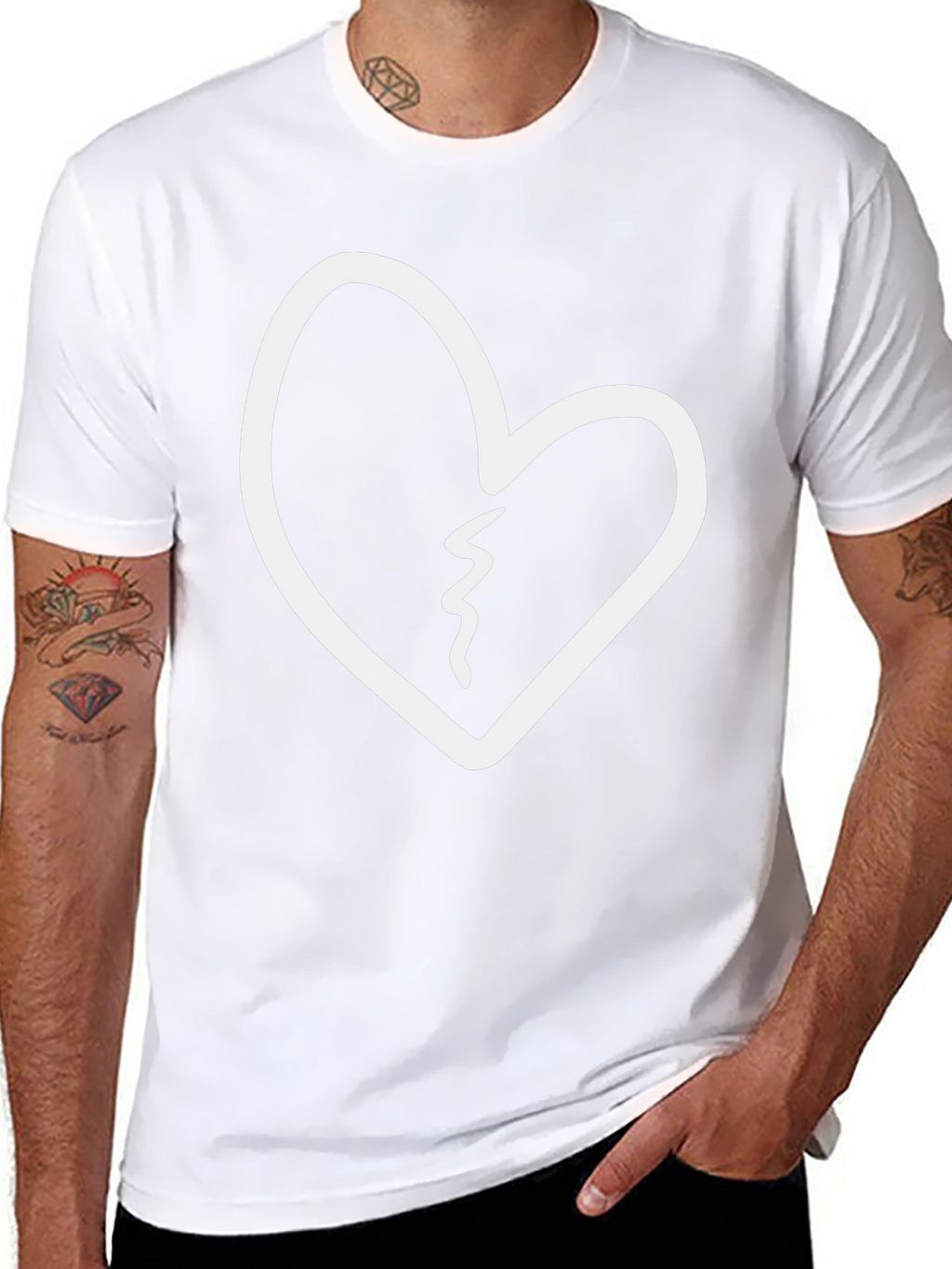 Broken Heart Graphic Tee - Black Cotton T-Shirt