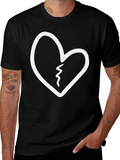 Broken Heart Graphic Tee - Black Cotton T-Shirt