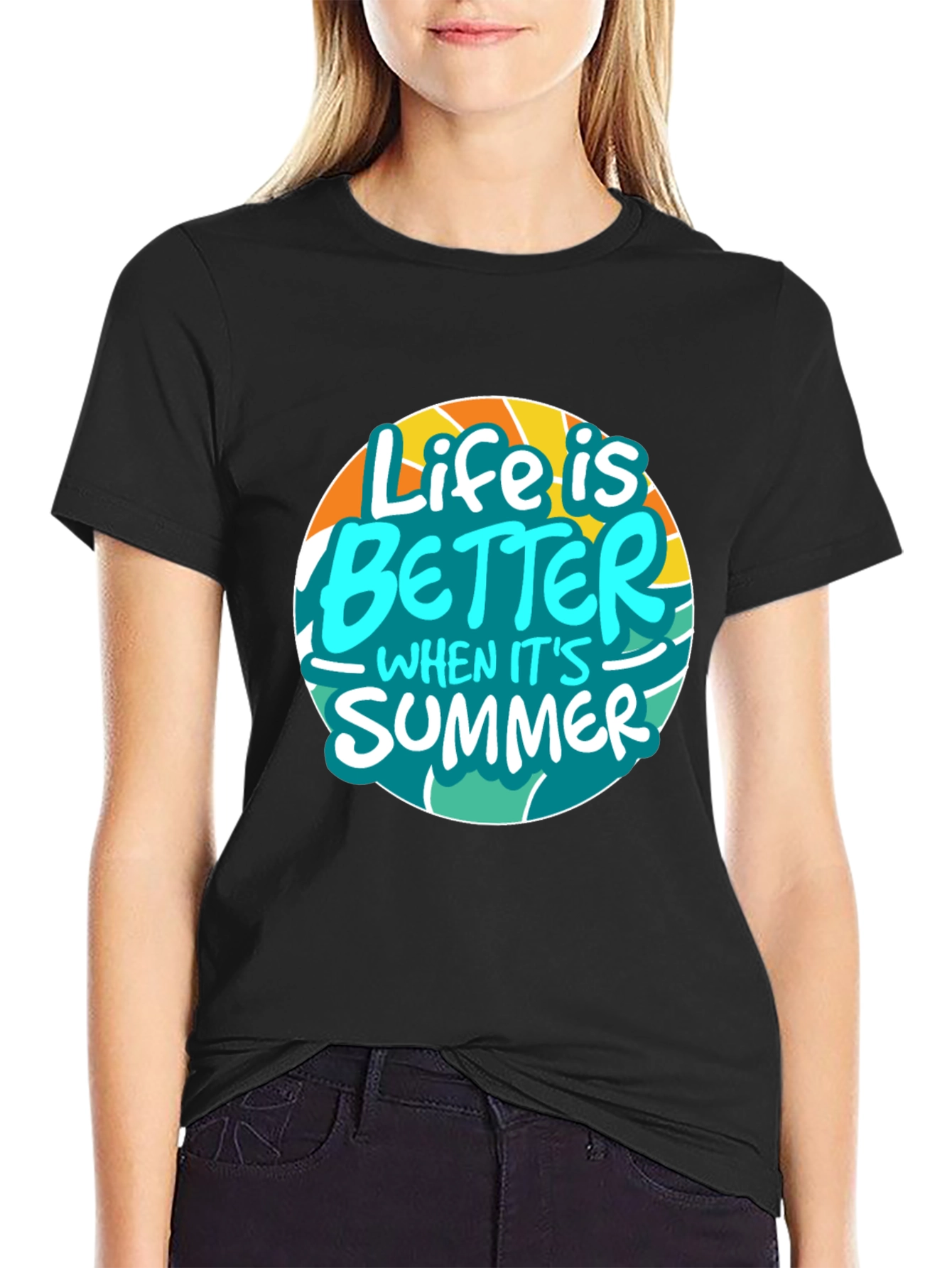 Life is Better in Summer Black Graphic Tee