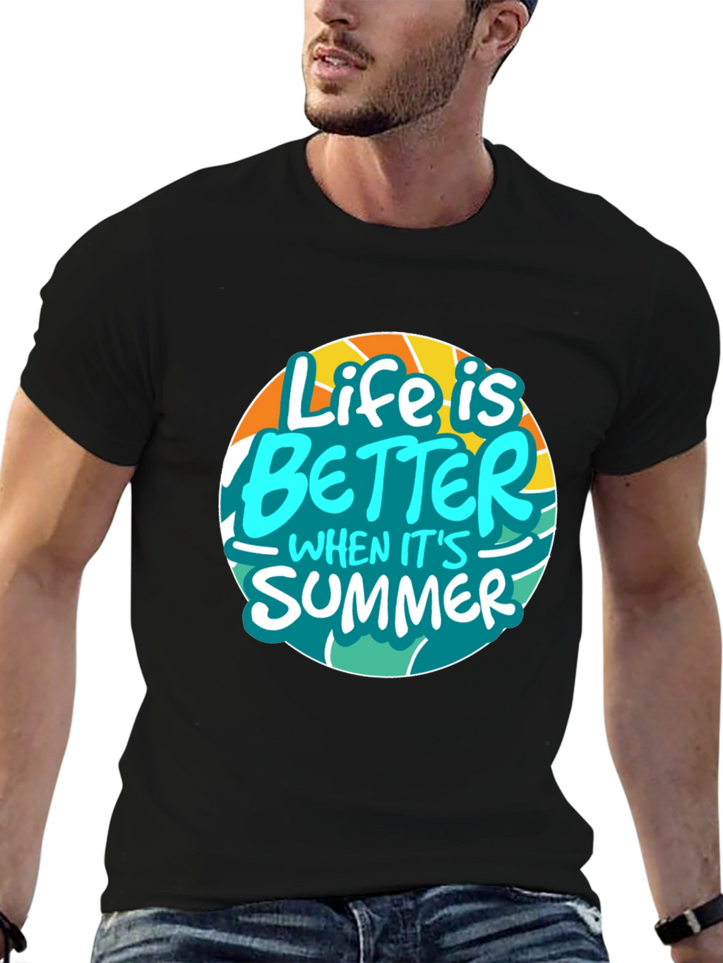 Life is Better in Summer Black Graphic Tee