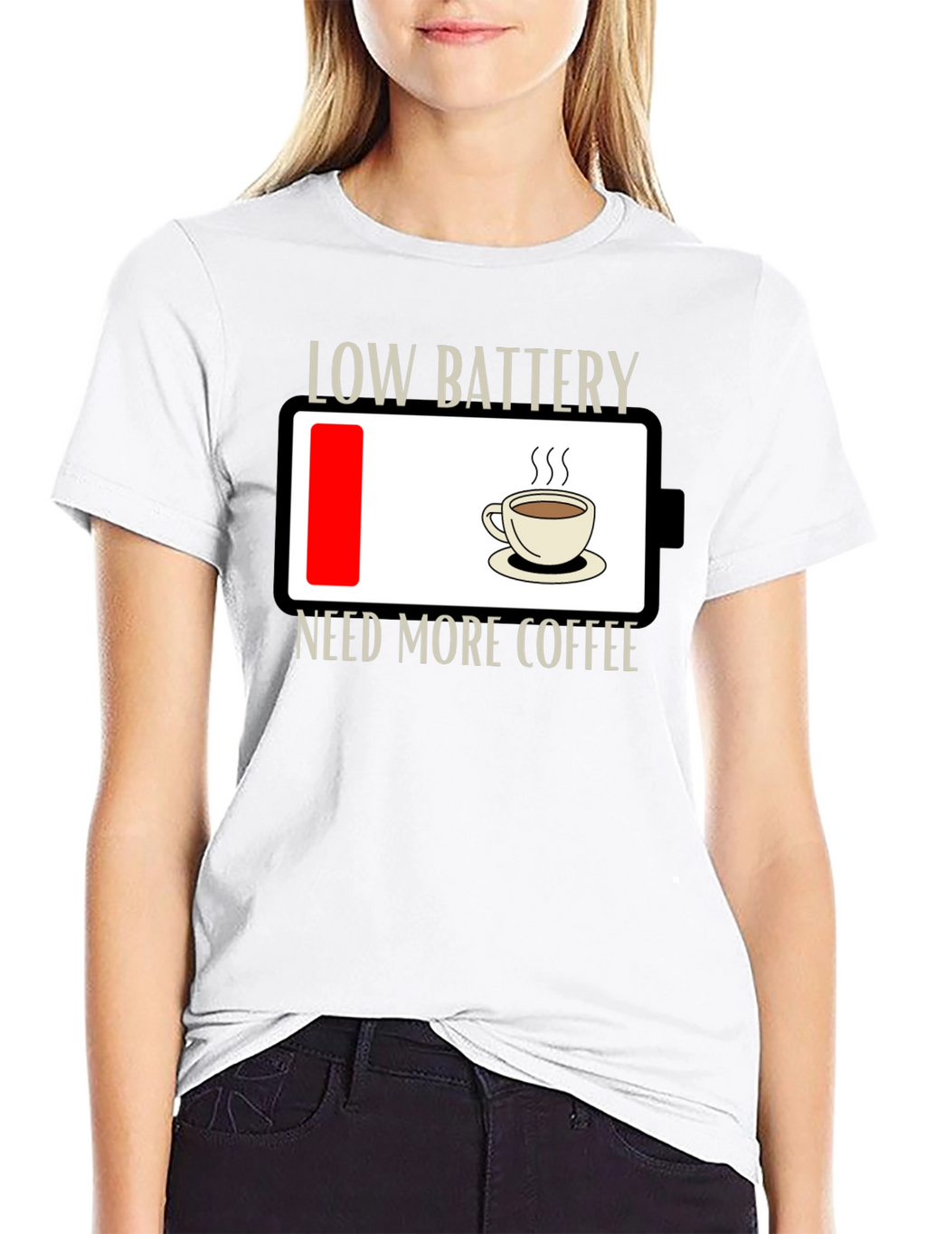 Low Battery Need Coffee T-Shirt - Funny Graphic Tee