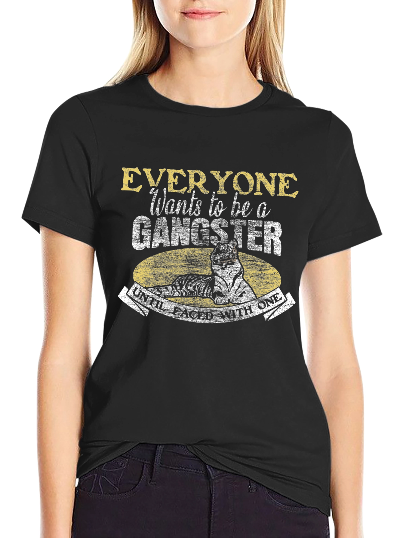 Gangster Cat Graphic T-Shirt