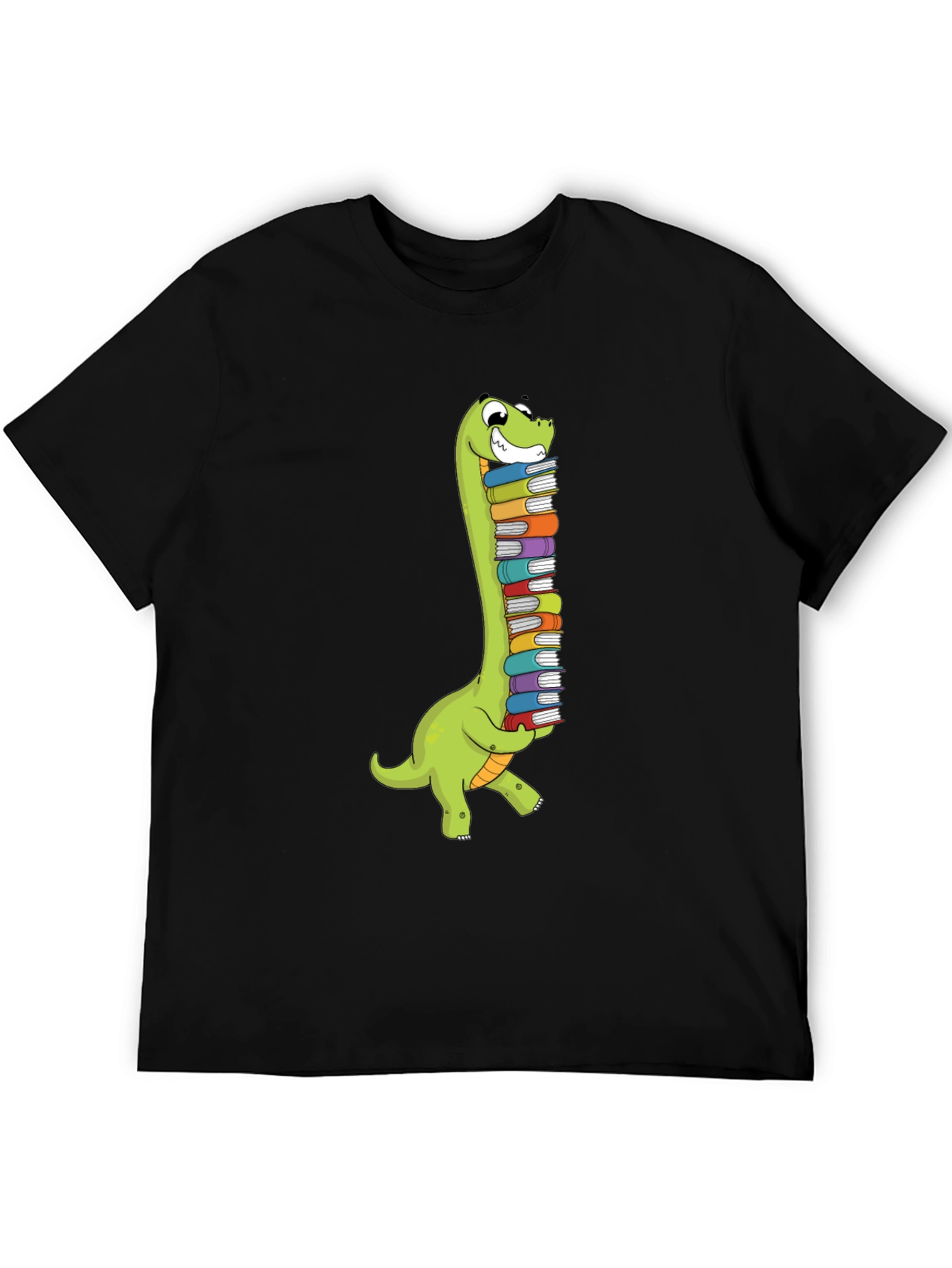 Dino Book Lover T-Shirt - Cute Cartoon Brontosaurus Graphic Tee