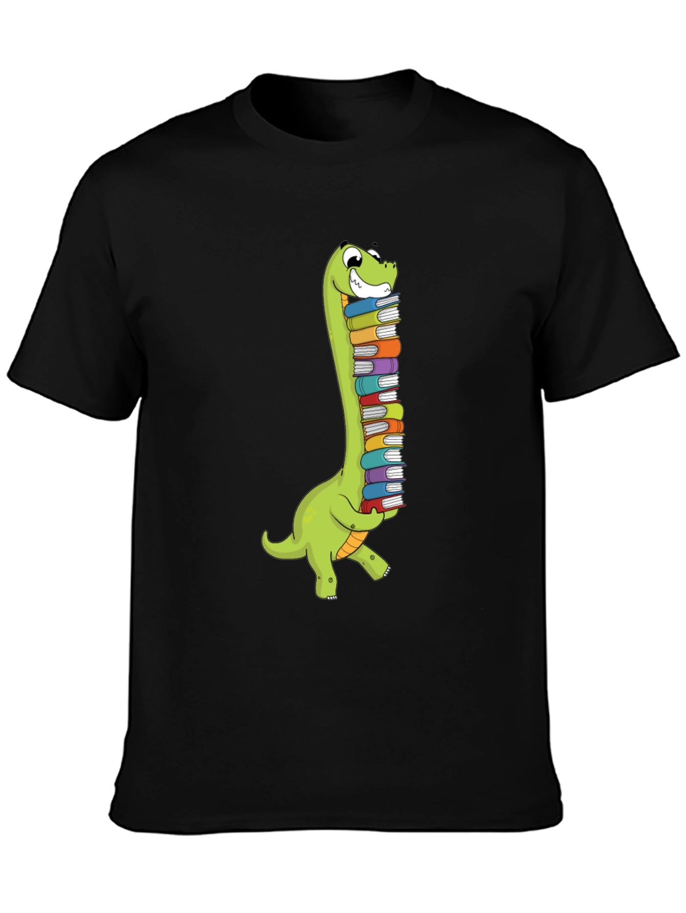 Dino Book Lover T-Shirt - Cute Cartoon Brontosaurus Graphic Tee