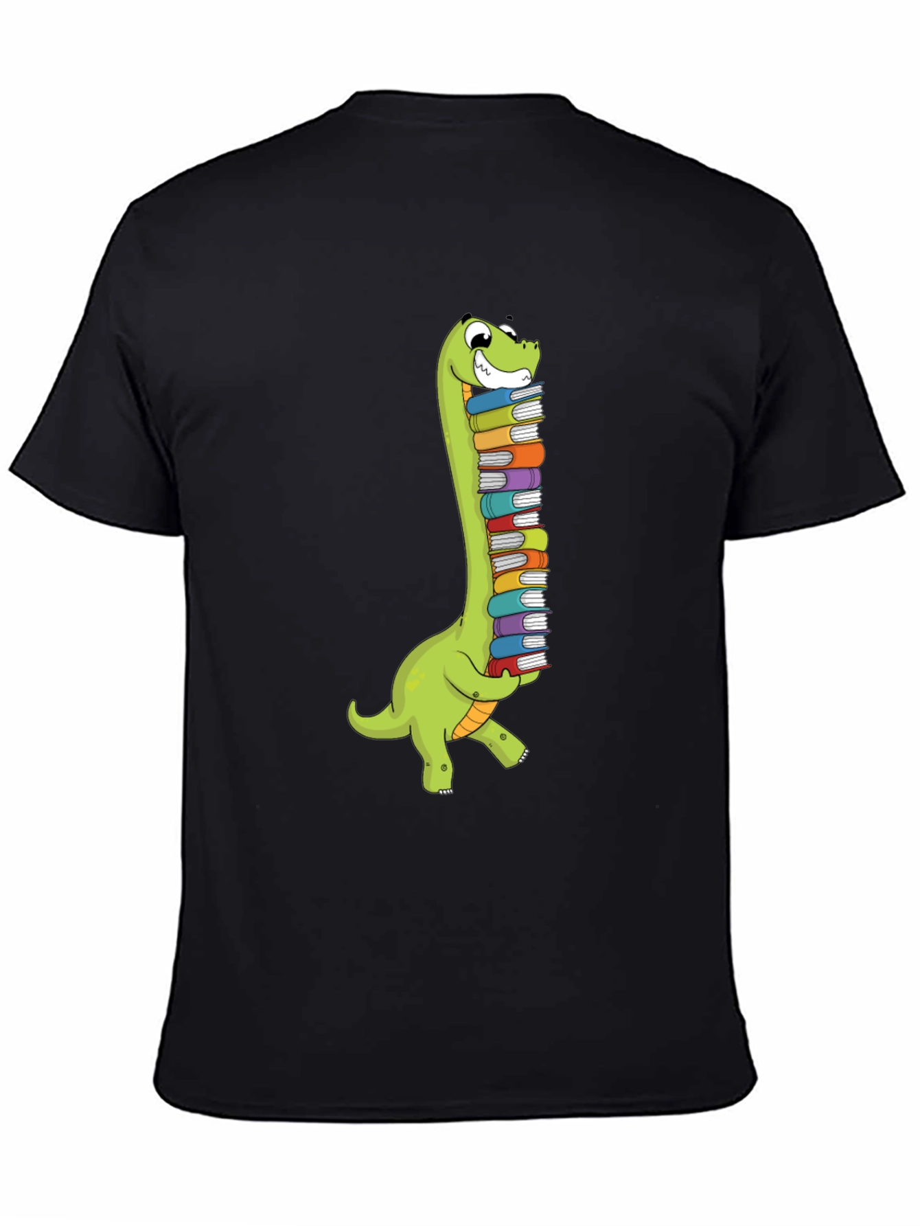 Dino Book Lover T-Shirt - Cute Cartoon Brontosaurus Graphic Tee