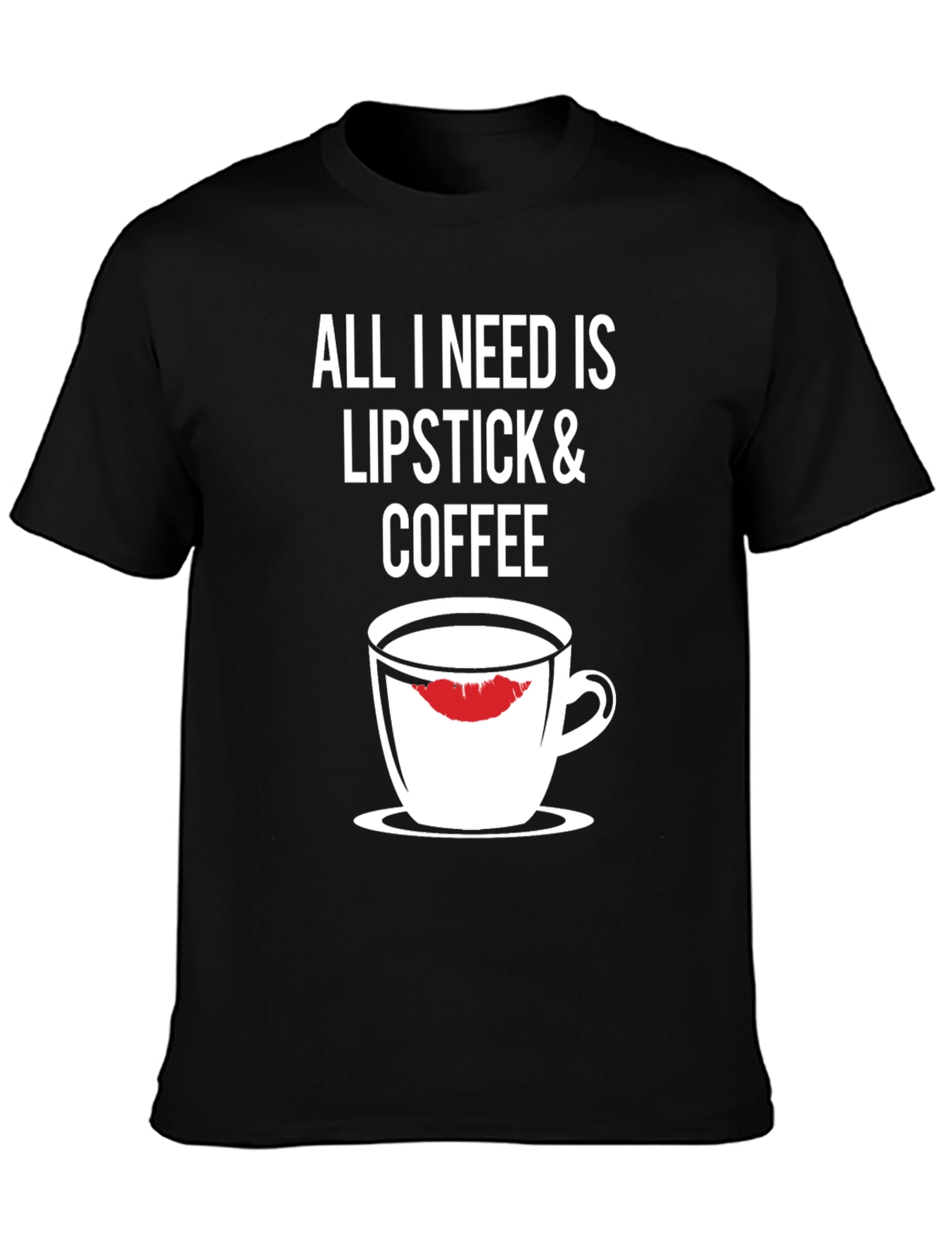 Lipstick & Coffee Black Graphic Tee