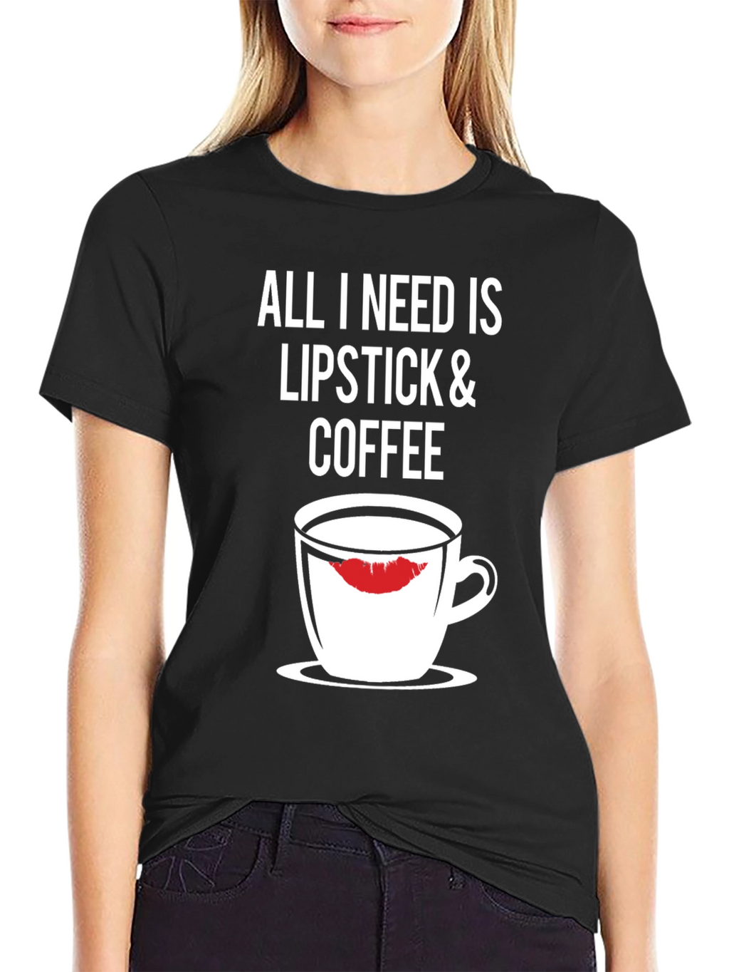 Lipstick & Coffee Black Graphic Tee