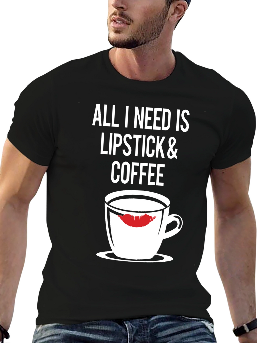 Lipstick & Coffee Black Graphic Tee