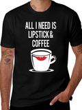Lipstick & Coffee Black Graphic Tee