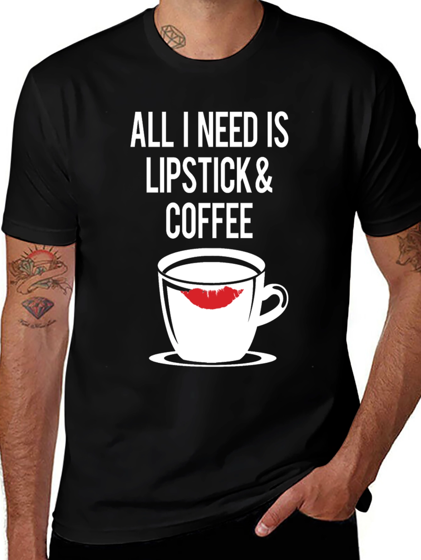 Lipstick & Coffee Black Graphic Tee