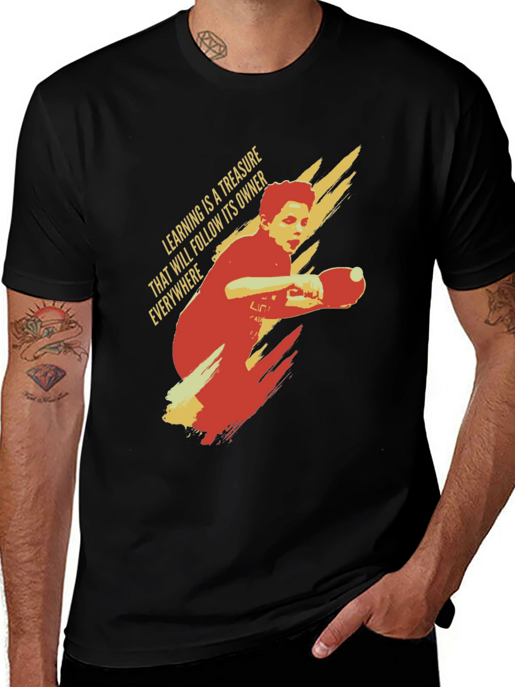 Table Tennis Player T-Shirt: Learning Treasure Graphic Tee