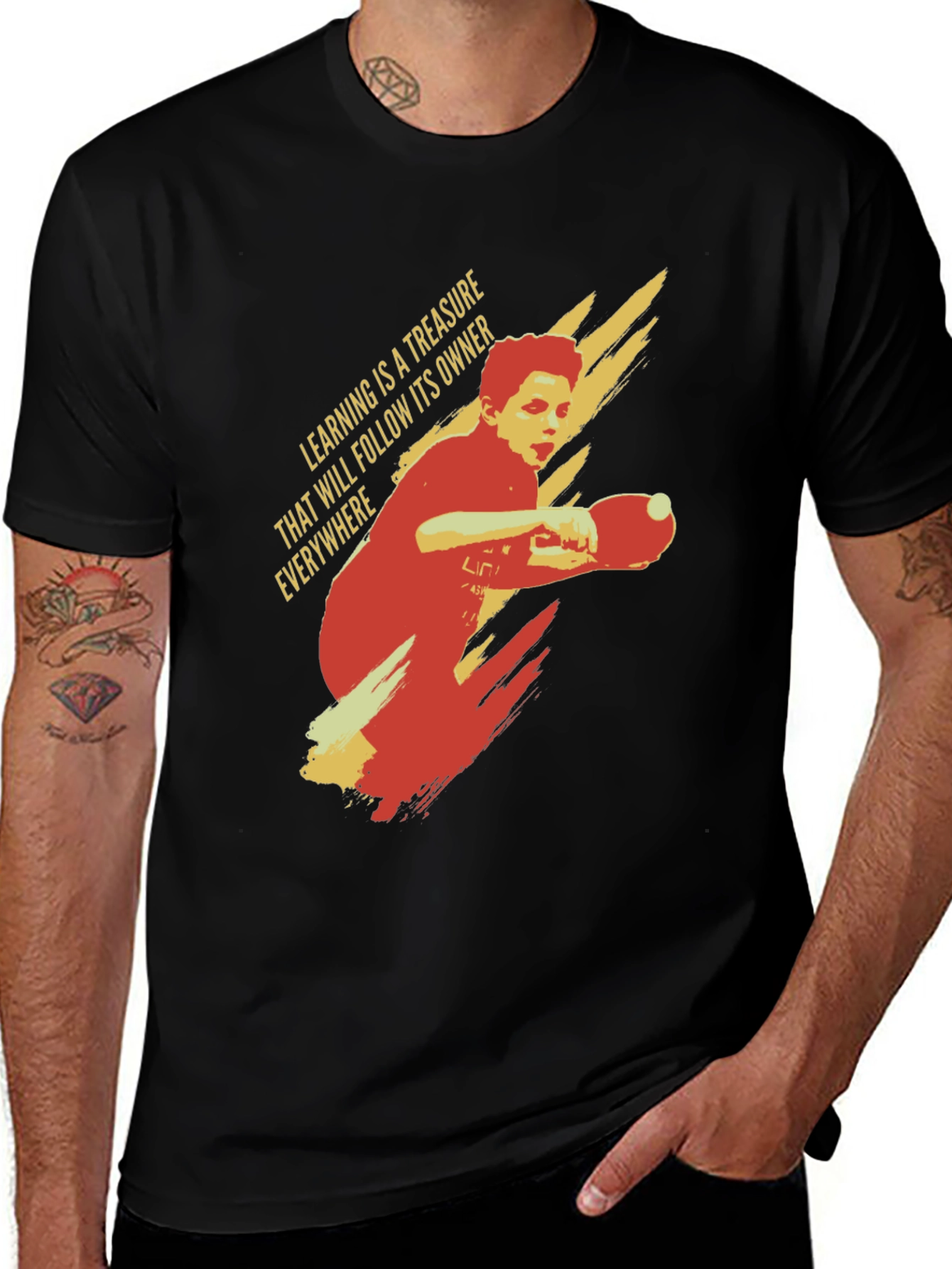 Table Tennis Player T-Shirt: Learning Treasure Graphic Tee