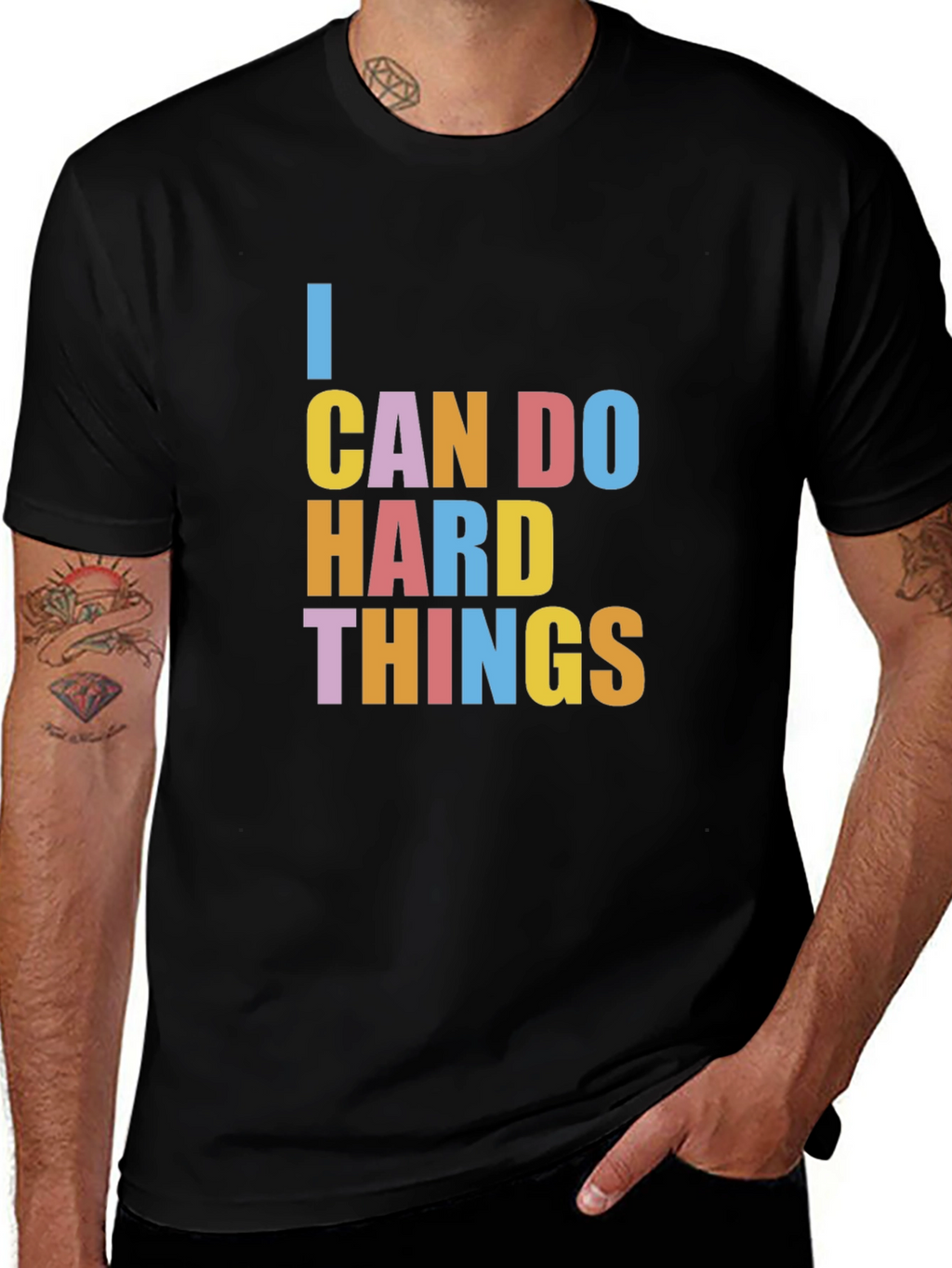 I Can Do Hard Things Graphic Tee - Black