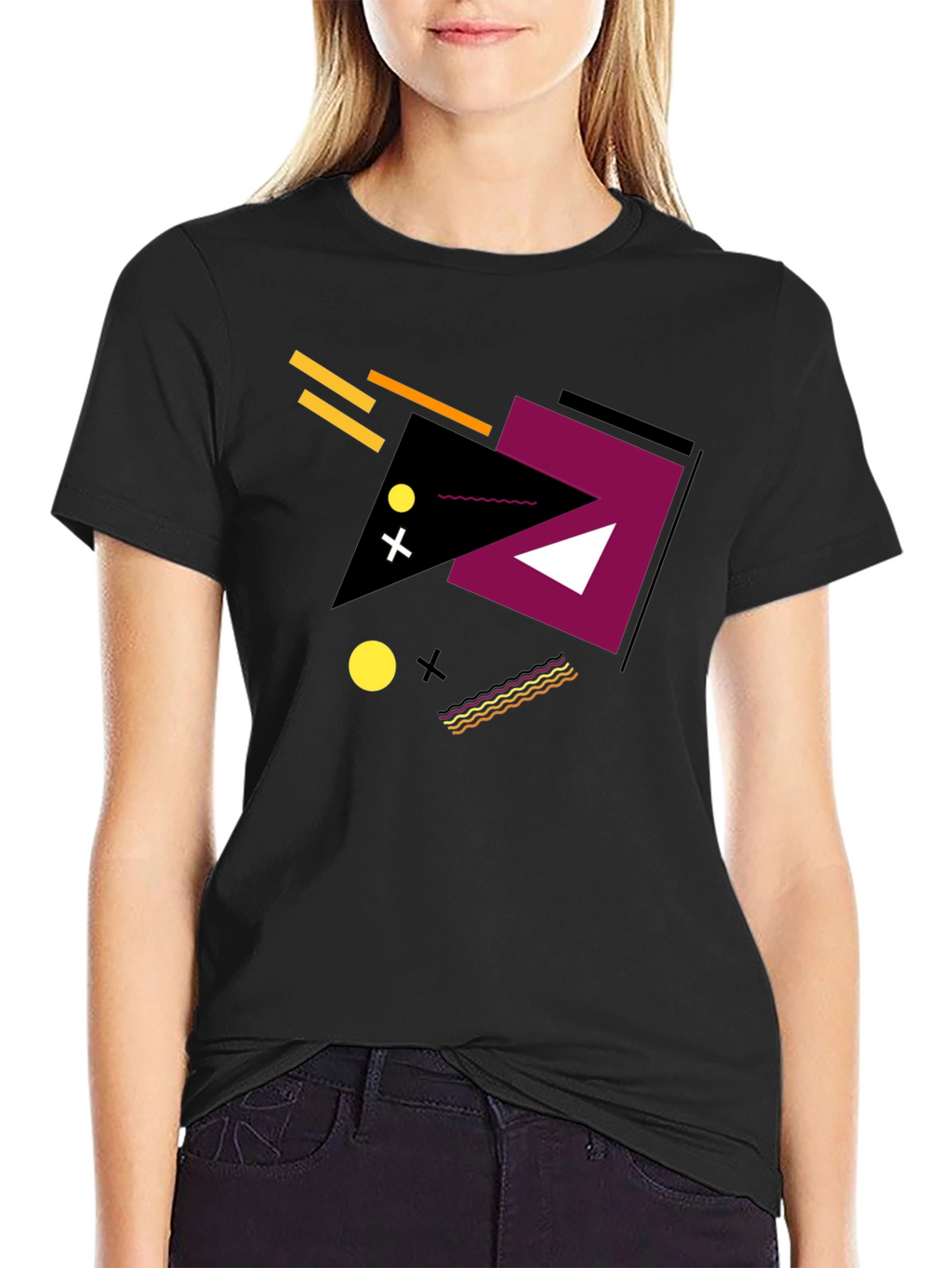 Geometric Design Tee - Modern Black Graphic T-Shirt